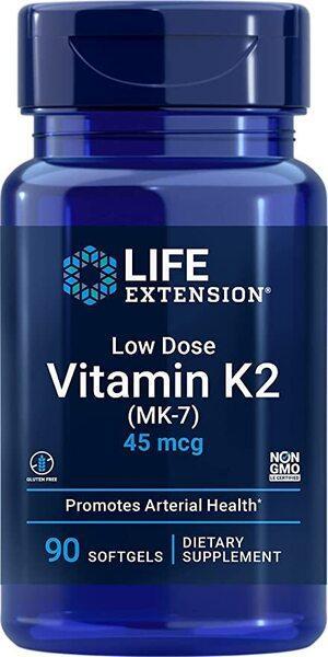 Life Extension Low Dose Vitamin K2 (MK7), 45mcg 90 softgels- Lillys Pharmacy and Health Store