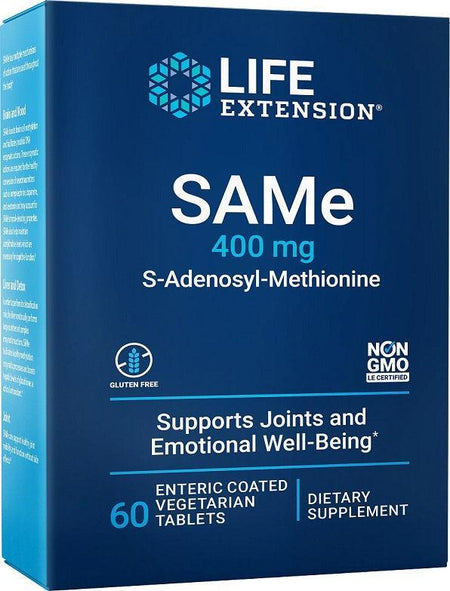 Life Extension SAMe SAdenosylMethionine, 400mg 60 enteric coated tabs- Lillys Pharmacy and Health Store