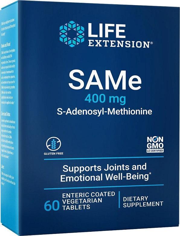 Life Extension SAMe SAdenosylMethionine, 400mg 60 enteric coated tabs- Lillys Pharmacy and Health Store