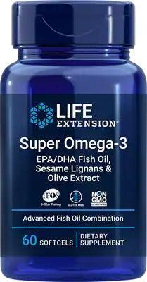 Life Extension Super Omega3 EPA/DHA with Sesame Lignans & Olive Extract 60 softgels- Lillys Pharmacy and Health Store