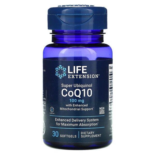 Life Extension Super Ubiquinol CoQ10 with Enhanced Mitochondrial Support, 100mg 30 softgels- Lillys Pharmacy and Health Store