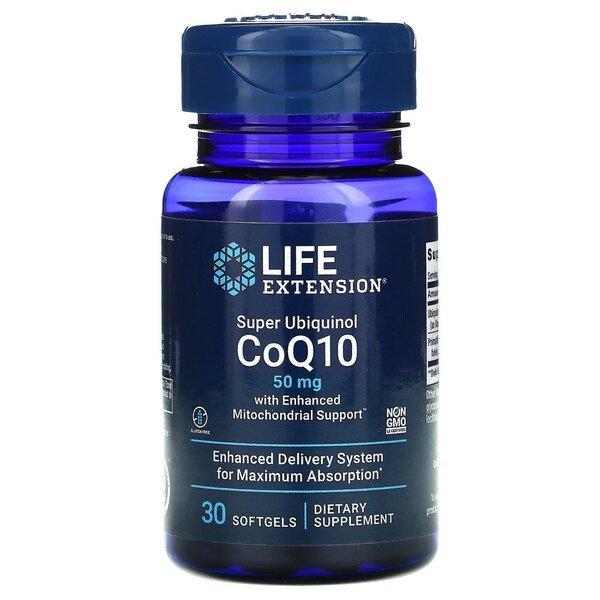 Life Extension Super Ubiquinol CoQ10 with Enhanced Mitochondrial Support, 50mg 30 softgels- Lillys Pharmacy and Health Store