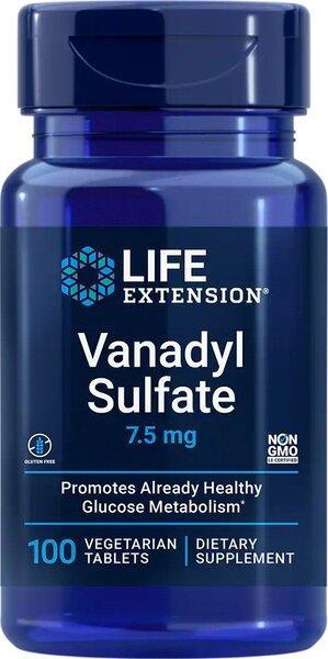 Life Extension Vanadyl Sulfate, 7.5mg 100 vegetarian tabs- Lillys Pharmacy and Health Store