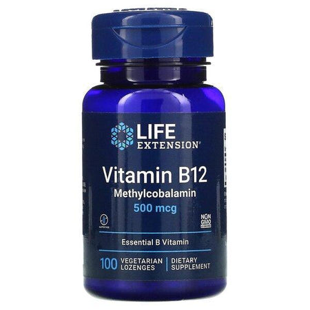 Life Extension Vitamin B12 Methylcobalamin, 500mcg 100 vegetarian lozenges- Lillys Pharmacy and Health Store