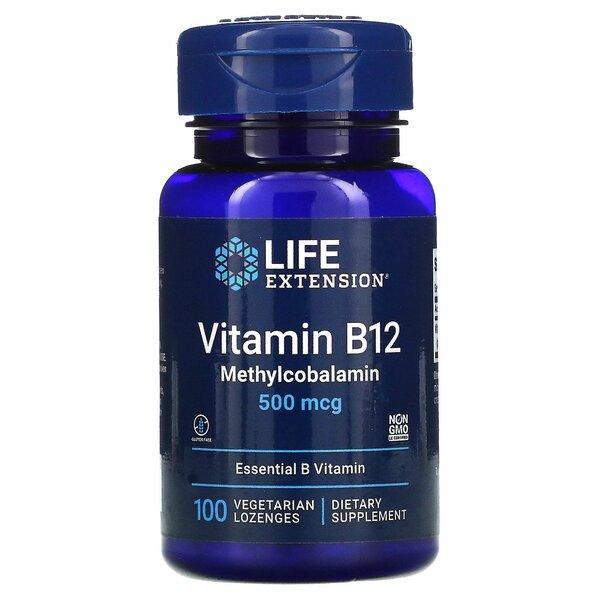 Life Extension Vitamin B12 Methylcobalamin, 500mcg 100 vegetarian lozenges- Lillys Pharmacy and Health Store