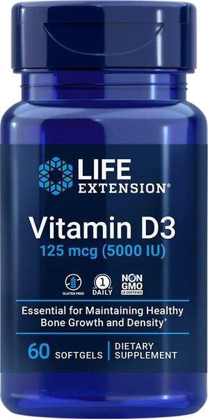 Life Extension Vitamin D3, 5000IU 60 softgels- Lillys Pharmacy and Health Store