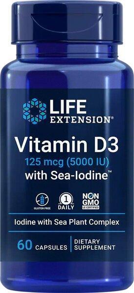 Life Extension Vitamin D3 with SeaIodine, 5000IU 60 caps- Lillys Pharmacy and Health Store