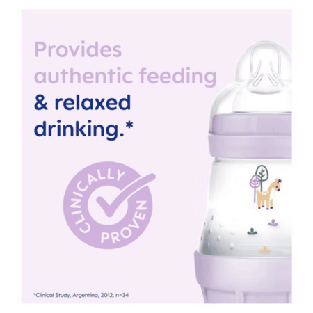 MAM Easy Start Bottle Set 0+Months 4 x 260ml Body Bottles, 2 x 130ml Bottles With Slow Flow Teats Size 0, 2 x 160ml Bottles With Slow Flow Teats Size 1, 0-2 Months Start Soother, Soft Bottle Spout, Hold My Bottle Handle- Lillys Pharmacy and Health Store