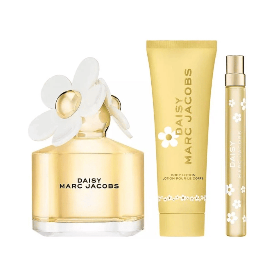 Marc Jacobs Daisy 100ml 3 Piece Gift Set - 100ml Eau de Toilette Spray, 75ml Body Lotion, 10ml Eau de Toilette Spray- Lillys Pharmacy and Health Store