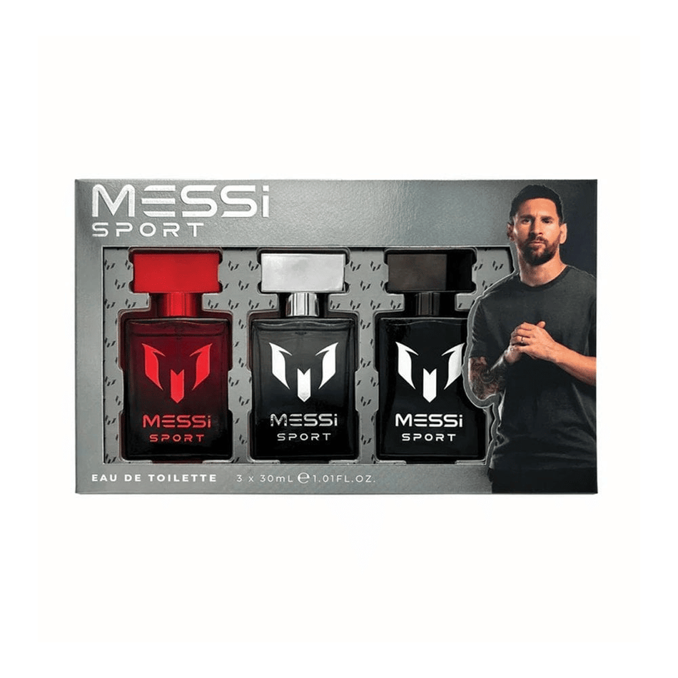 Messi Sport 30ml 3 Piece Gift Set - 30ml Red Eau de Toilette Spray, 30ml Black Eau de Toilette Spray, 30ml Silver Eau de Toilette Spray