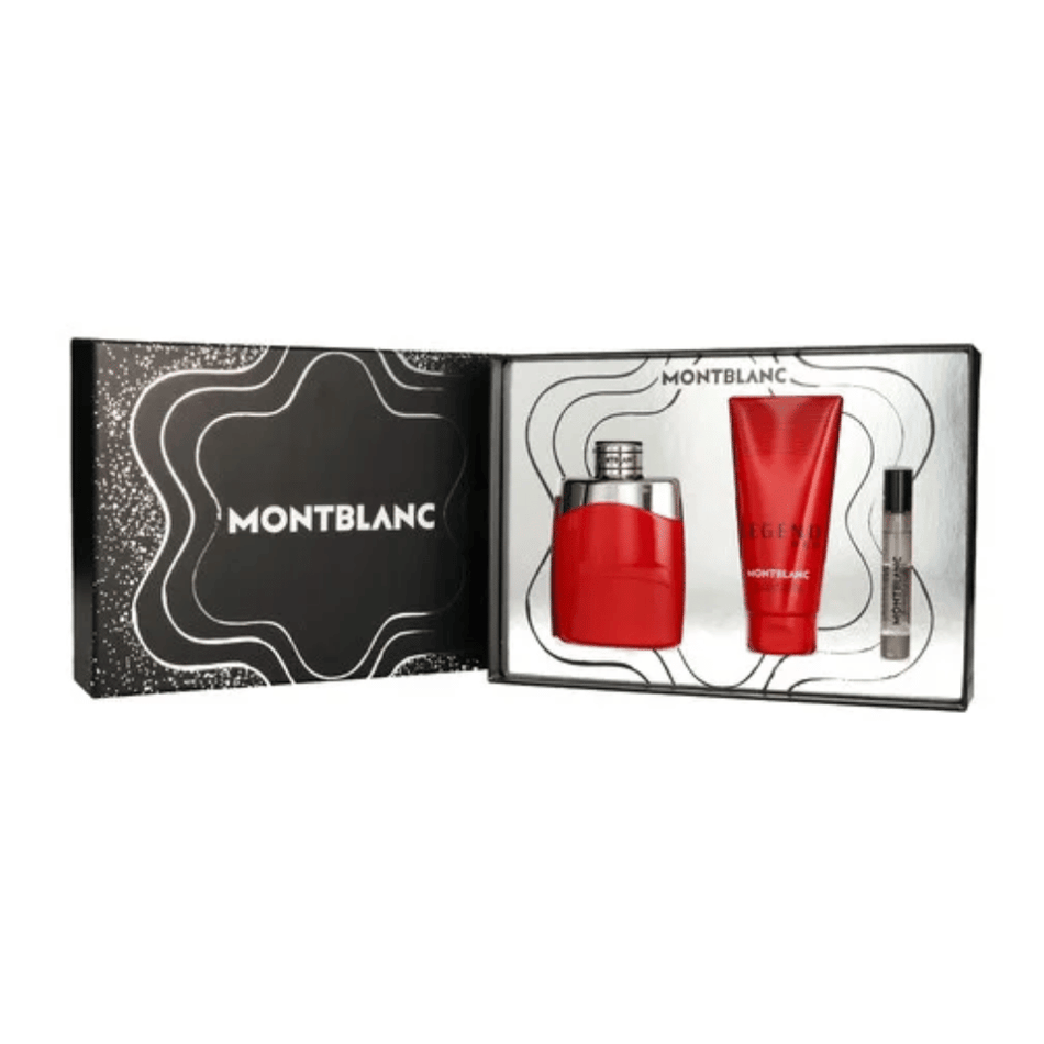 Mont Blanc Legend Red 100ml 3 Piece Gift Set - 100ml Eau de Parfum Spray, 7.5ml Eau de Parfum Spray, 100ml Shower Gel- Lillys Pharmacy and Health Store