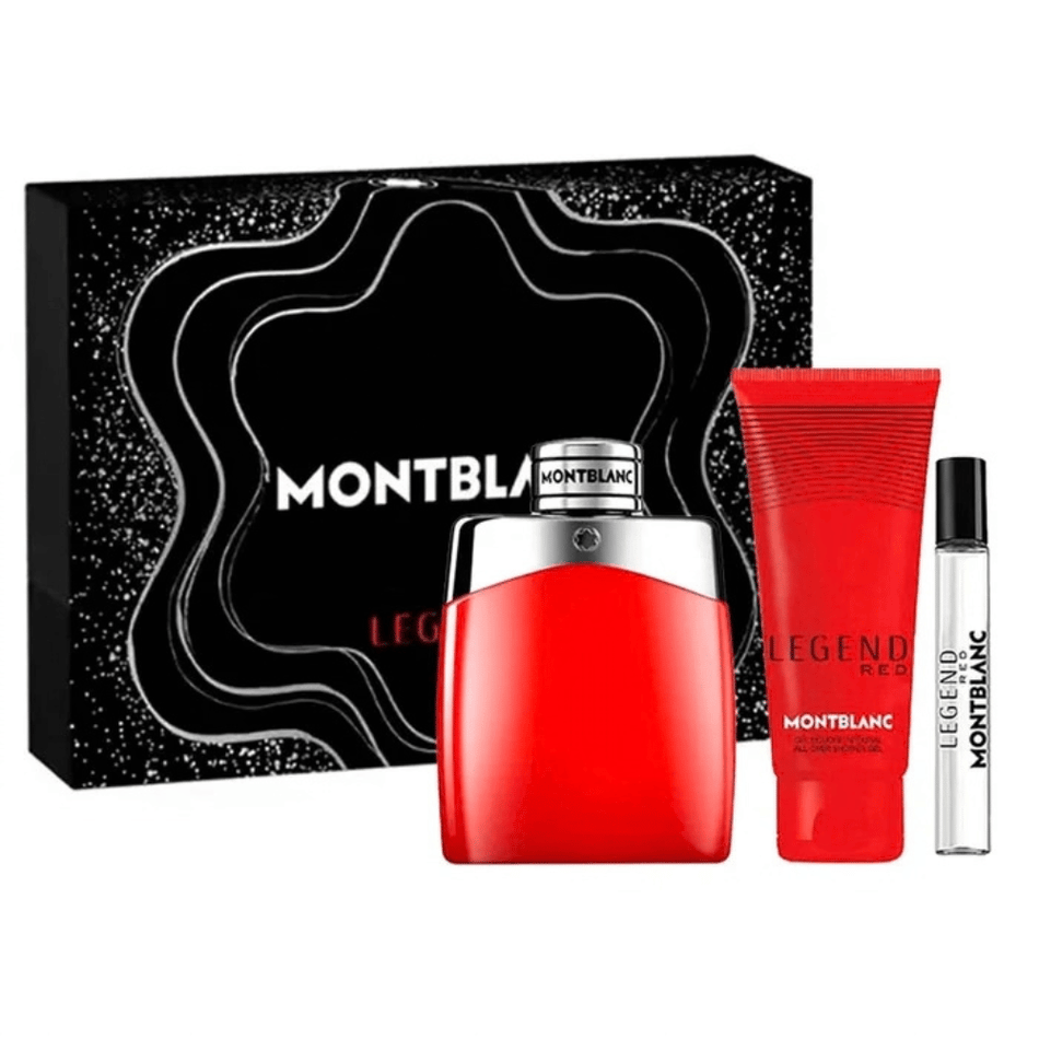 Mont Blanc Legend Red 100ml 3 Piece Gift Set - 100ml Eau de Parfum Spray, 7.5ml Eau de Parfum Spray, 100ml Shower Gel- Lillys Pharmacy and Health Store