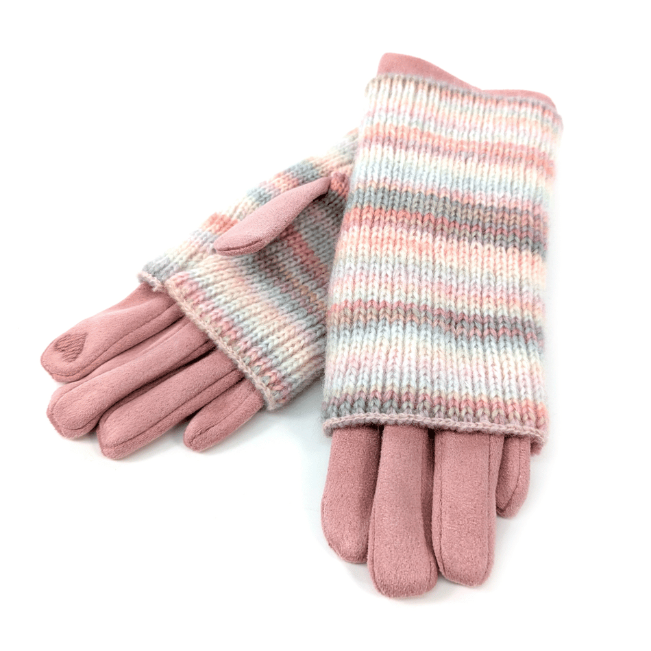 Multi Striped Two in One Gloves - Cosy Cloud Pink- Lillys Pharmacy and Health Store