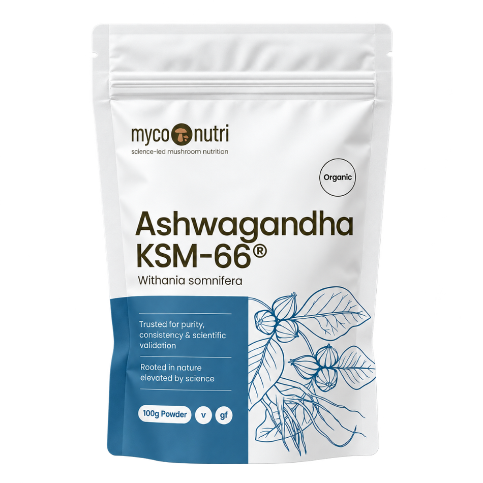 MycoNutri Ashwagandha KSM66 Powder 100g- Lillys Pharmacy and Health Store