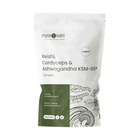 MycoNutri Organic Reishi-Cordyceps and Ashwagandha Complex powder 100g- Lillys Pharmacy and Health Store
