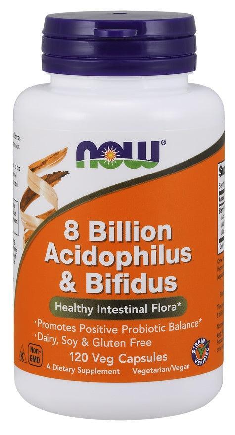 NOW Foods 8 Billion Acidophilus & Bifidus - 120 vcaps - Lilly’s Pharmacy & Health Store