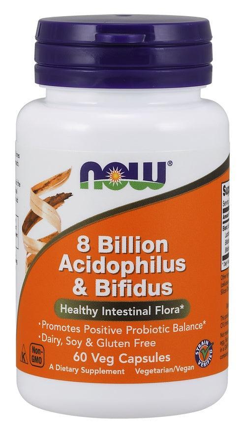NOW Foods 8 Billion Acidophilus & Bifidus - 60 vcaps - Lilly’s Pharmacy & Health Store