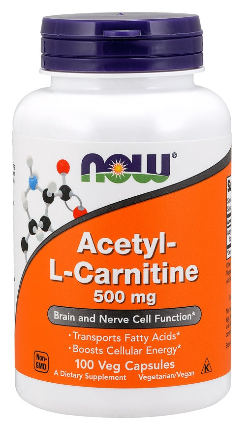 NOW Foods Acetyl-L-Carnitine, 500mg - 100 Vcaps - Lilly's Pharmacy