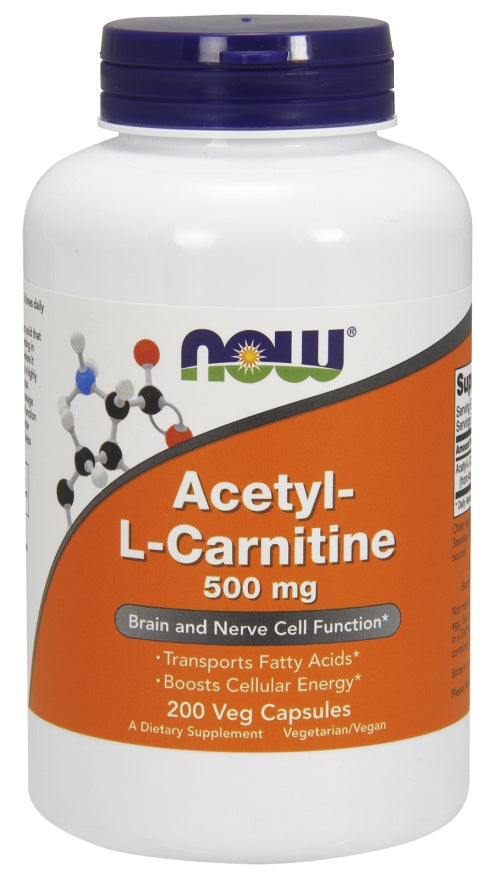 NOW Foods Acetyl-L-Carnitine, 500mg - 200 Vcaps - Lilly's Pharmacy