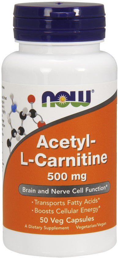 NOW Foods Acetyl-L-Carnitine, 500mg - 50 Vcaps - Lilly's Pharmacy