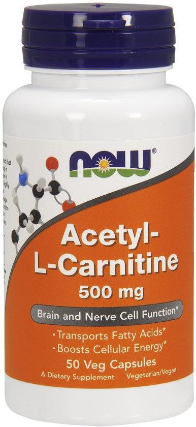 NOW Foods Acetyl-L-Carnitine, 500mg - 50 Vcaps - Lilly's Pharmacy