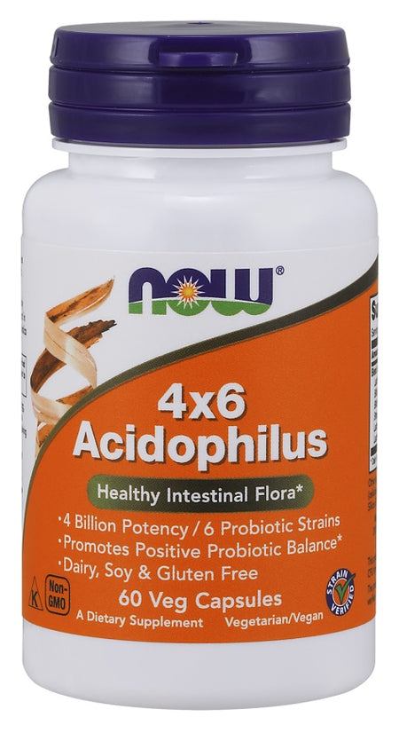 NOW Foods Acidophilus 4X6 - 60 Vcaps - Lilly's Pharmacy