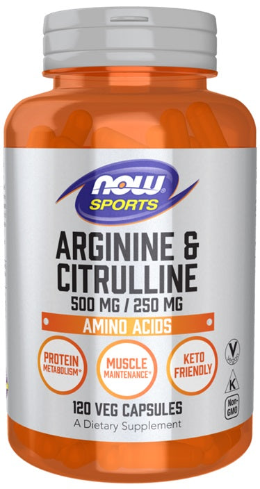 NOW Foods Arginine & Citrulline - 120 Vcaps - Lilly's Pharmacy