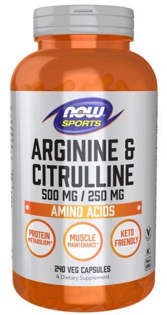 NOW Foods Arginine & Citrulline - 240 vcaps - Lilly’s Pharmacy & Health Store