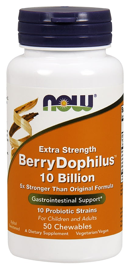 NOW Foods BerryDophilus, 10 Billion (Extra Strength) - 50 Chewables - Lilly's Pharmacy