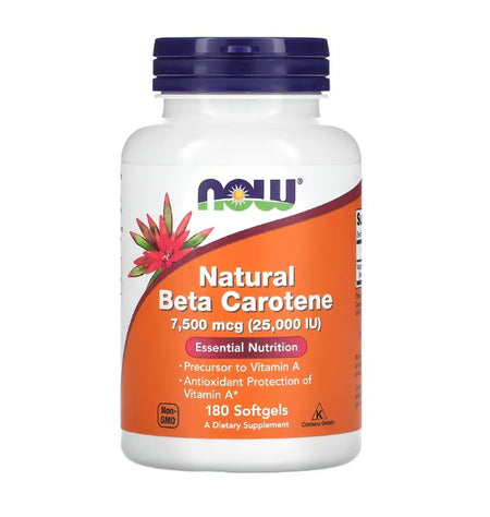 NOW Foods Beta Carotene Natural, 25 000 IU - 180 softgels - Lilly's Pharmacy