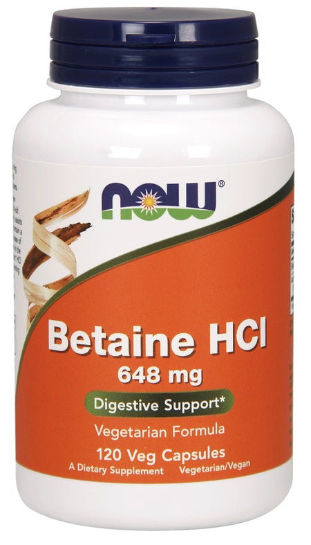 NOW Foods Betaine HCl, 648mg - 120 Vcaps - Lilly's Pharmacy