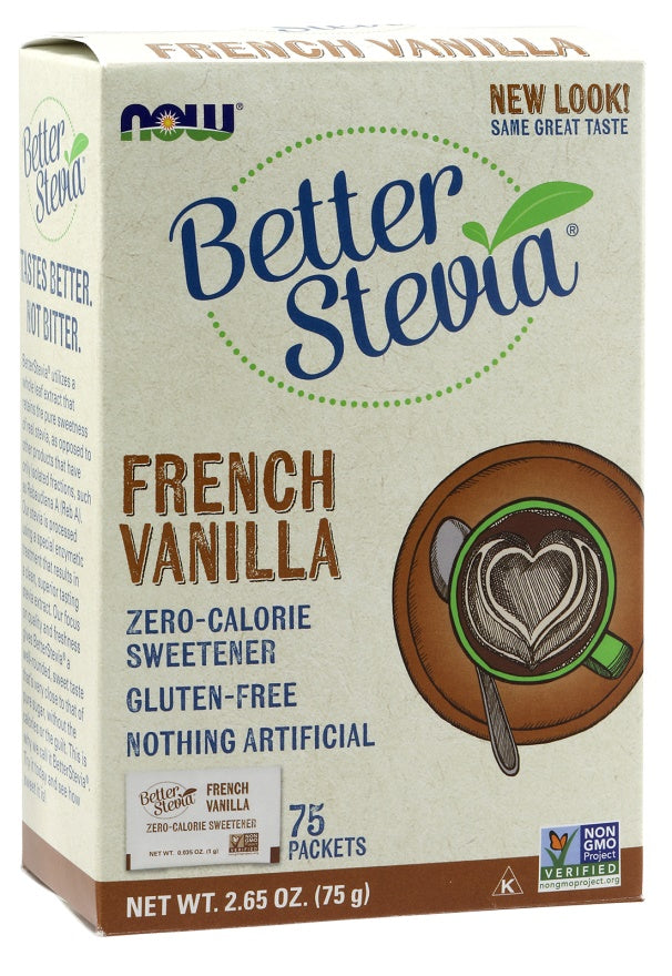 NOW Foods Better Stevia Packets, French Vanilla - 75 packets - Lilly's Pharmacy