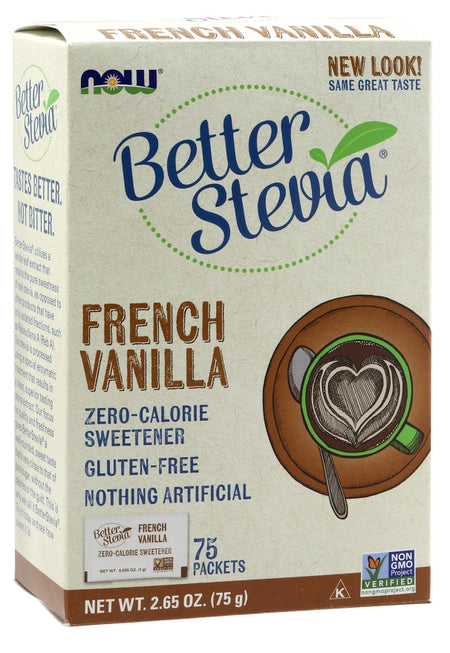 NOW Foods Better Stevia Packets, French Vanilla - 75 packets - Lilly's Pharmacy