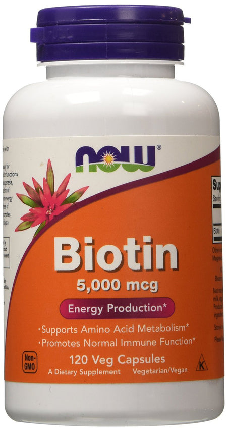 NOW Foods Biotin, 5000mcg - 120 Vcaps - Lilly's Pharmacy
