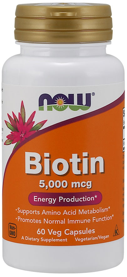 NOW Foods Biotin, 5000mcg - 60 Vcaps - Lilly's Pharmacy