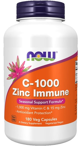 NOW Foods C-1000 Zinc Immune - 180 Vcaps - Lilly's Pharmacy