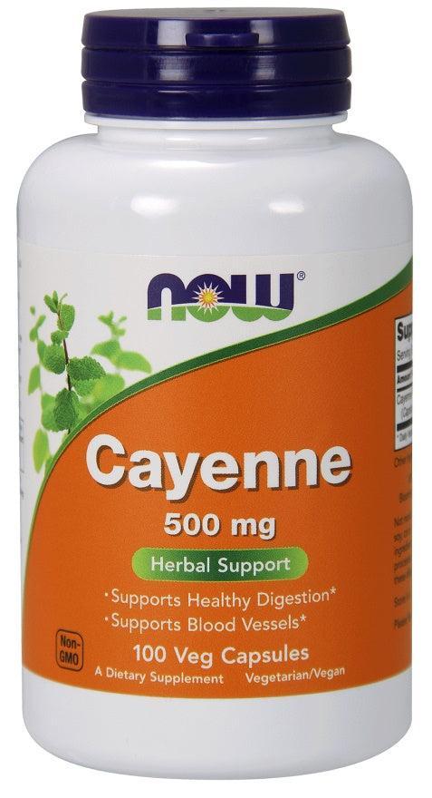 NOW Foods Cayenne, 500mg - 100 vcaps- Lillys Pharmacy and Health Store