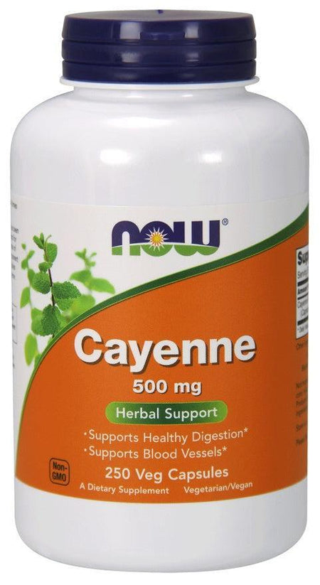 NOW Foods Cayenne, 500mg - 250 vcaps- Lillys Pharmacy and Health Store