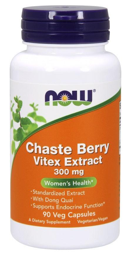 NOW Foods Chaste Berry Vitex Extract, 300mg - 90 vcaps- Lillys Pharmacy and Health Store