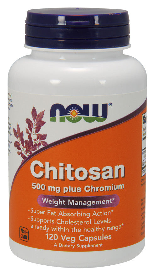 NOW Foods Chitosan, 500mg Plus Chromium - 120 Vcaps - Lilly's Pharmacy