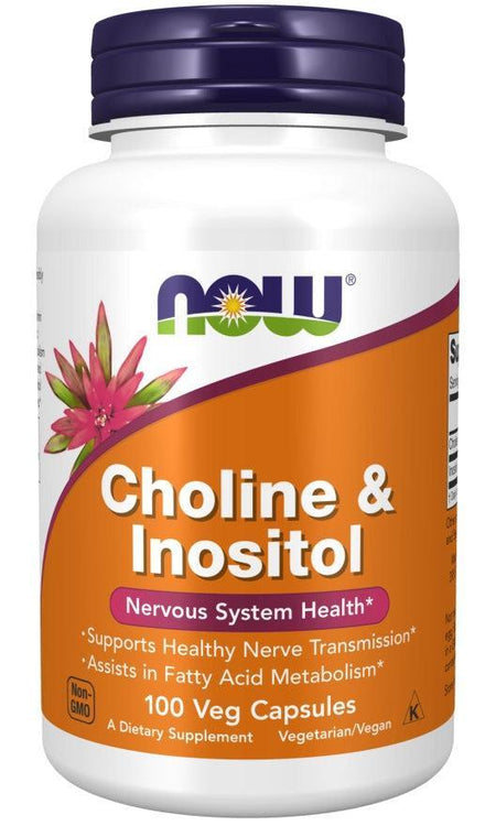 NOW Foods Choline and Inositol - 100 vcaps- Lillys Pharmacy and Health Store