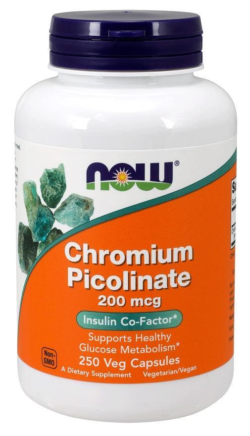 NOW Foods Chromium Picolinate, 200mcg - 250 vcaps- Lillys Pharmacy and Health Store