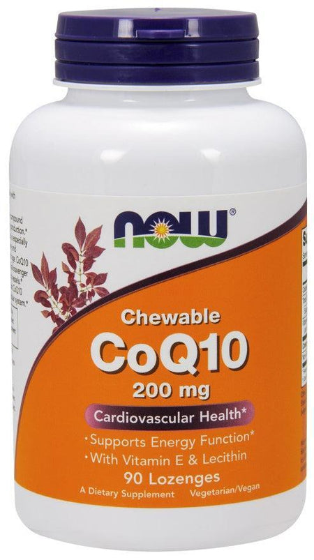 NOW Foods CoQ10 with Lecithin & Vitamin E, 200mg (Chewable) - 90 lozenges- Lillys Pharmacy and Health Store