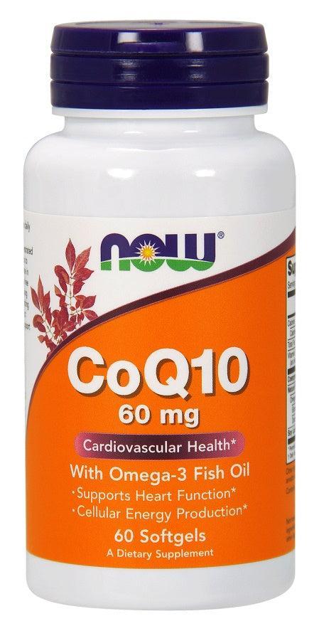 NOW Foods CoQ10 with Omega-3, 60mg - 60 softgels- Lillys Pharmacy and Health Store