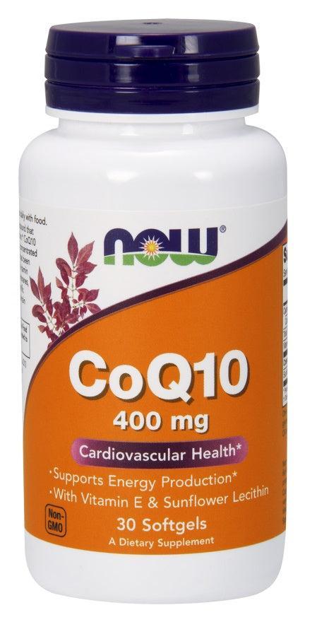 NOW Foods CoQ10 with Vitamin E & Sunflower Lecithin, 400mg - 30 softgels- Lillys Pharmacy and Health Store