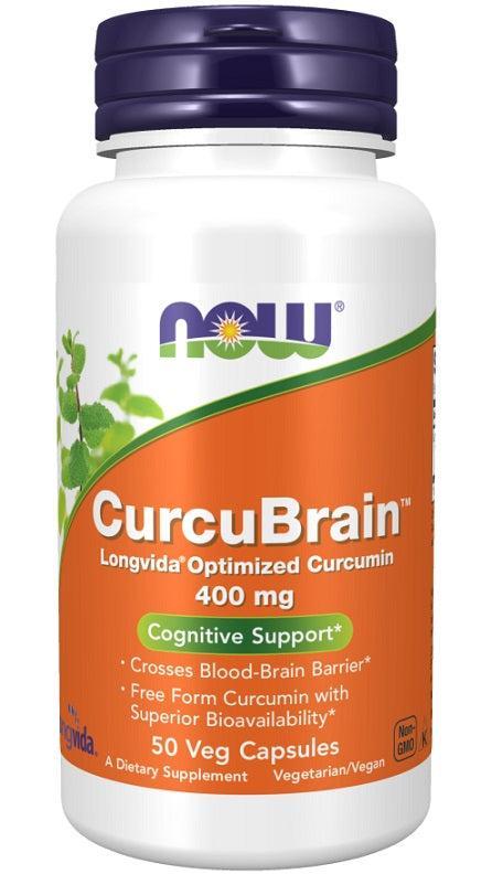 NOW Foods CurcuBrain, 400mg - 50 vcaps- Lillys Pharmacy and Health Store