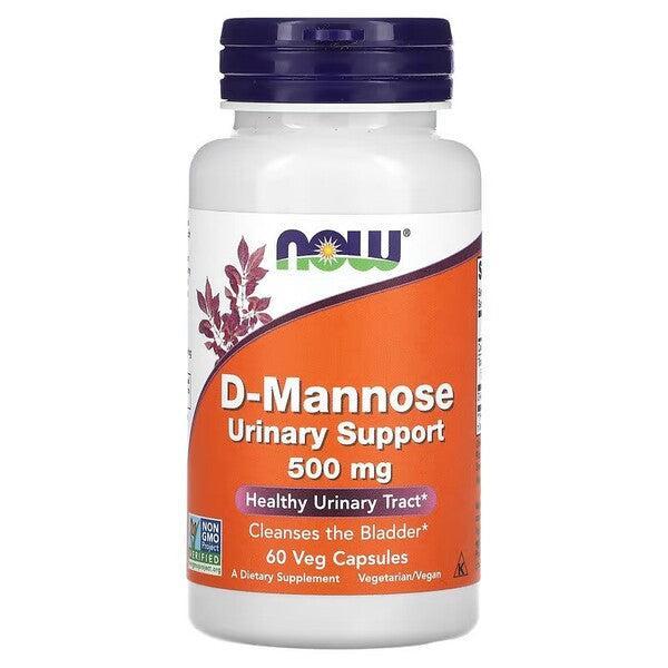 NOW Foods D-Mannose, 500mg - 60 vcaps- Lillys Pharmacy and Health Store