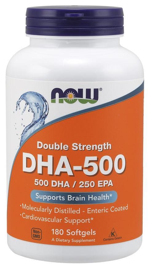 NOW Foods DHA-500, 500 DHA / 250 EPA - 180 softgels- Lillys Pharmacy and Health Store