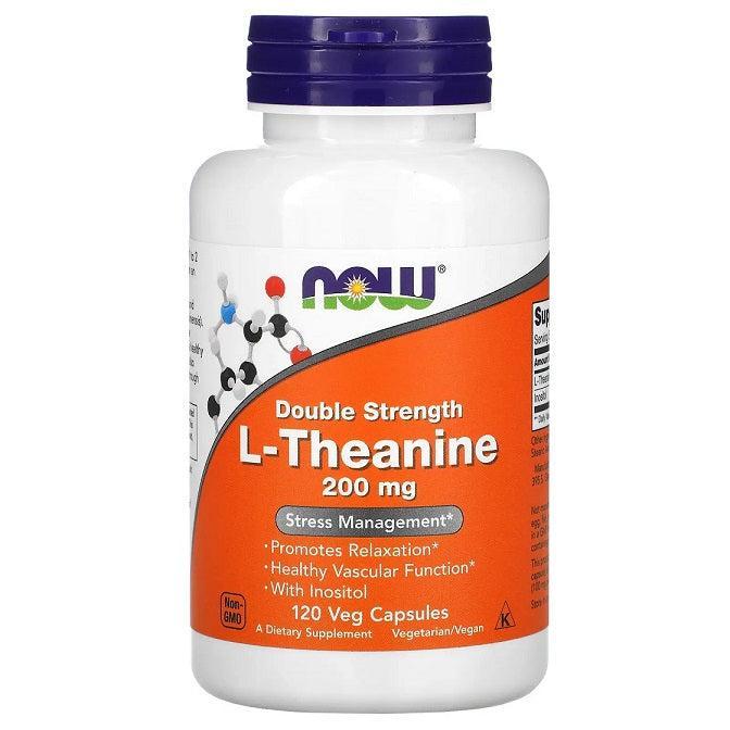NOW Foods Double Strength L-Theanine, 200mg - 120 vcaps- Lillys Pharmacy and Health Store