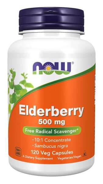 NOW Foods Elderberry, 500mg - 120 vcaps- Lillys Pharmacy and Health Store